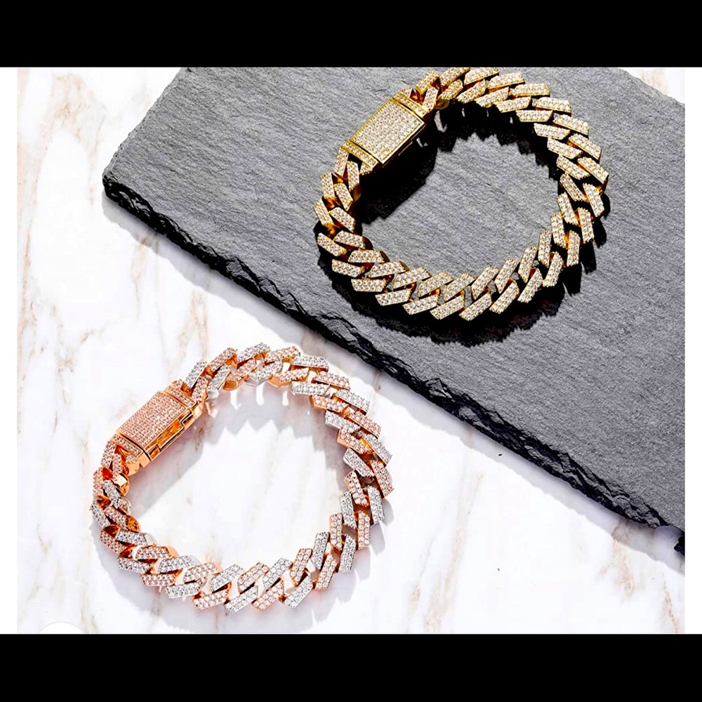 BEAUTIFUL TRI- COLOR or GOLD PLATED LINK BRACELET